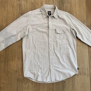 Stussy Shirt Men Medium Beige Logo Back Crown Tag Oxford Streetwear Skater 00s